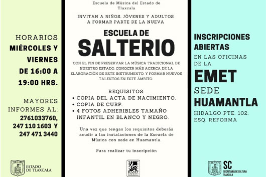  Secretaría de Cultura abre convocatoria de ingreso a Escuela De Salterios En Huamantla