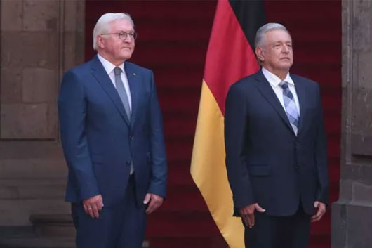 Presidente Andrés Manuel López Obrador recibe al presidente de Alemania en Palacio Nacional