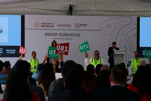 Indep recauda 30.8 mdp por subasta en línea y a sobre cerrado