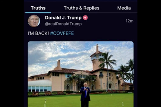 Publica Trump mensaje en la red desde su aplicación Truth Social 