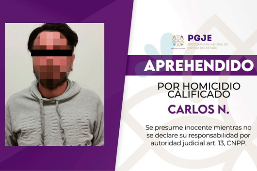 Aprehende PGJE a imputado por homicidio calificado ocurrido en Nanacamilpa