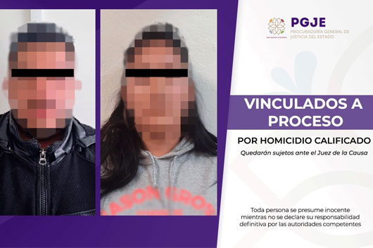 Vincula PGJE a proceso a dos personas por homicidio calificado