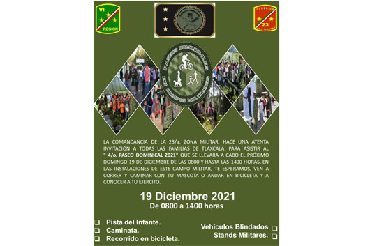 Invita la 23 Zona Militar al Cuarto Paseo Dominical 2021