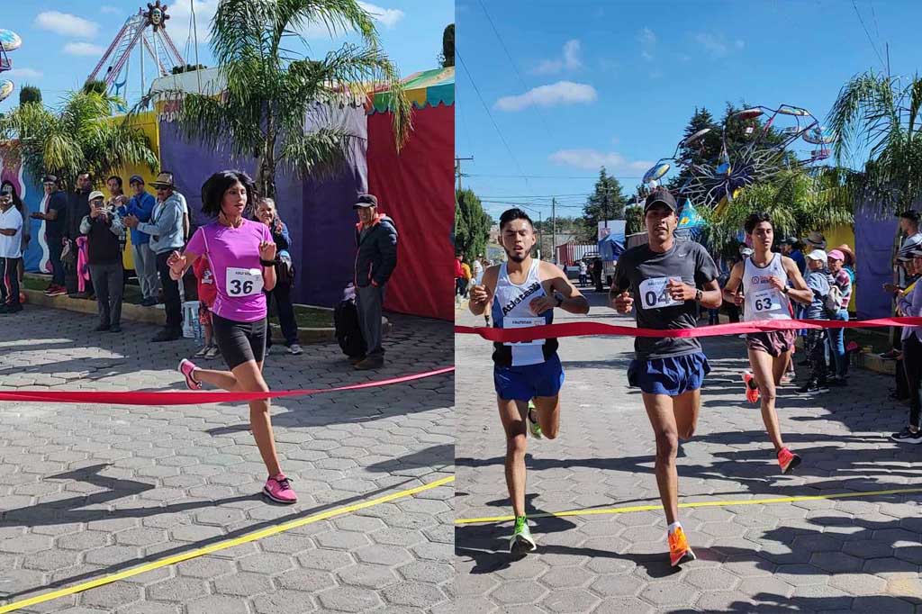 Lilian Nieves y Alejandro Nava ganaron carrera en Xaltocan