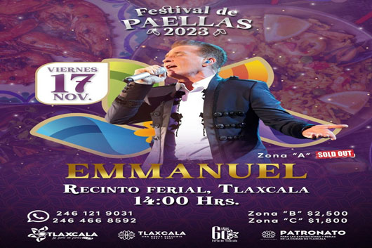 Emmanuel amenizará festival de paellas de “Tlaxcala, la feria de ferias 2023”