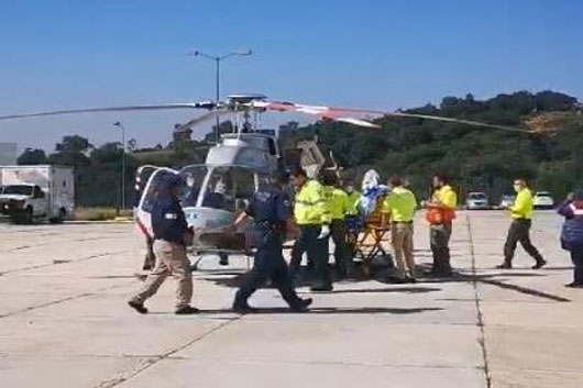 Trasladan vía aérea a lesionado por quemaduras de pólvora en Sanctórum