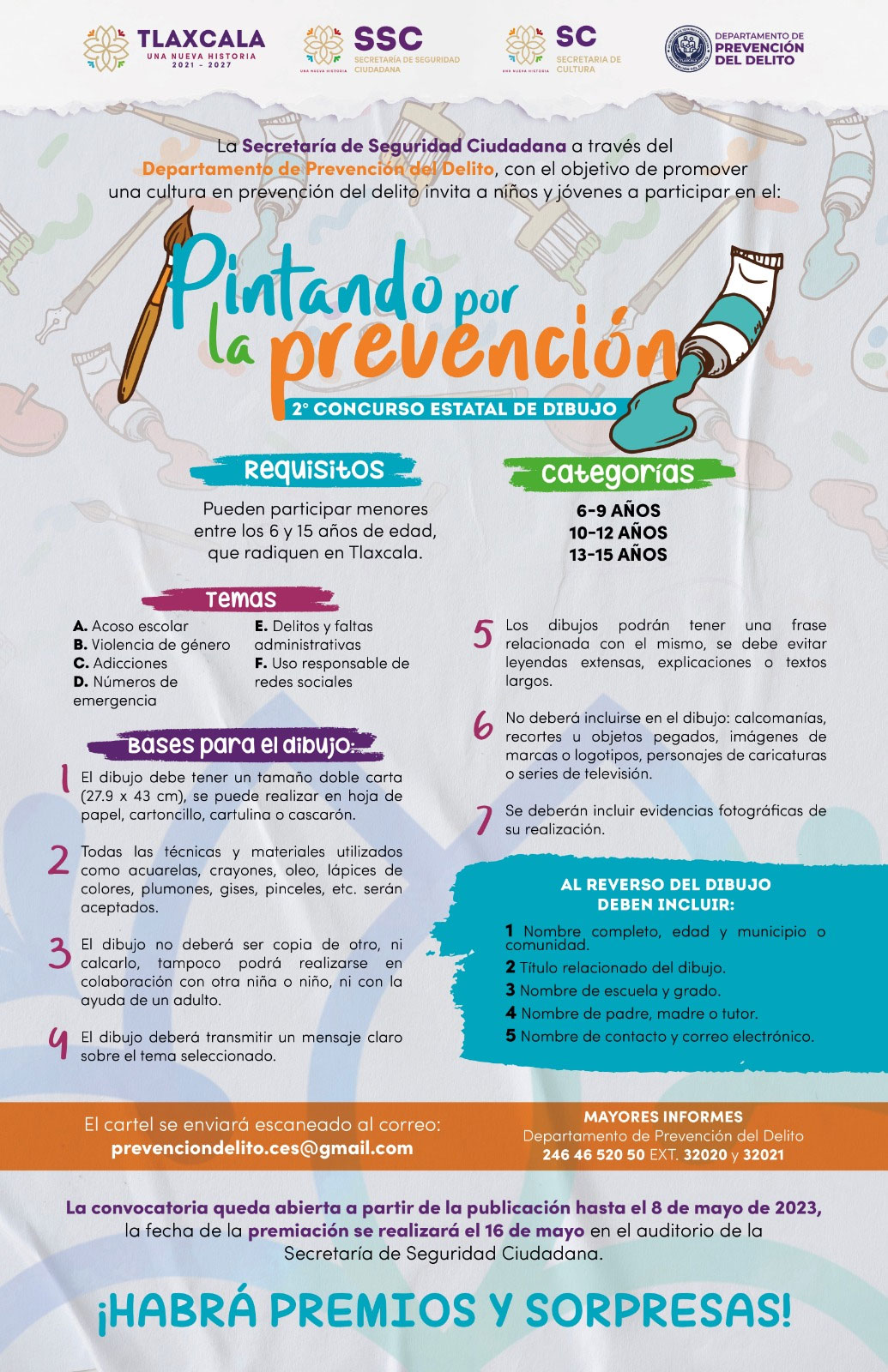 Convocan SC y SSC a concurso de pintura; buscan fortalecer la prevención de la violencia