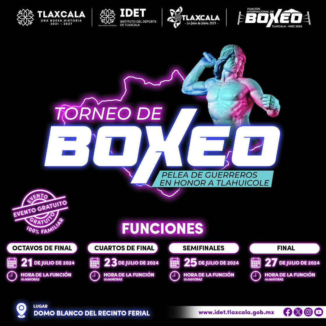Realizará WBC e IDET torneo  amateur de boxeo “Pelea de Guerreros en Honor a Tlahuicole”