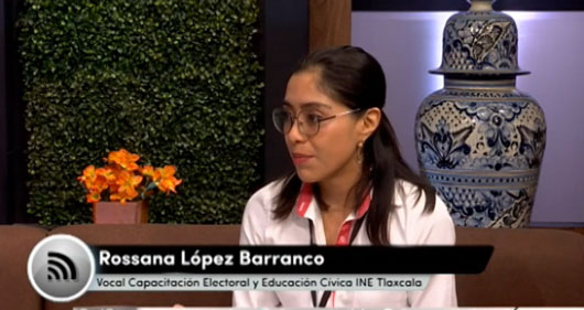 En el estudio de “Coracyt Noticias”, la Vocal de Capacitación Electoral y Educación Cívica de la Junta Distrital 02 del INE en Tlaxcala, Rossana López Barranco