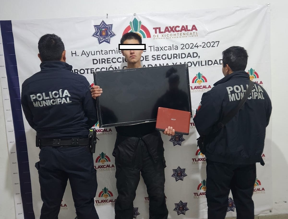 Detienen policías de Tlaxcala a presunto ladrón capturado por vecinos de Atempan