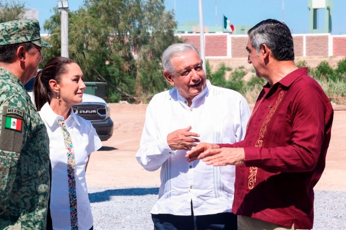 Continúa gira de AMLO y Sheinbaum; supervisan agencia aduanal en Tamaulipas