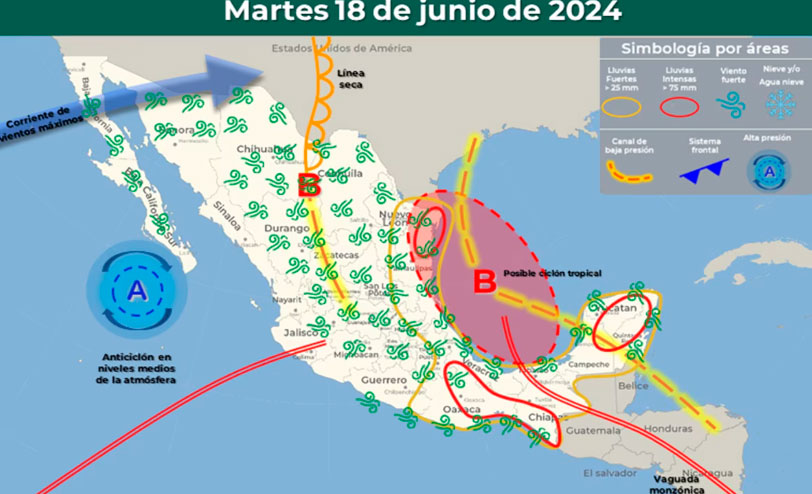 Activan protocolos ante presencia del potencial Ciclón Tropical Uno en el Golfo de México