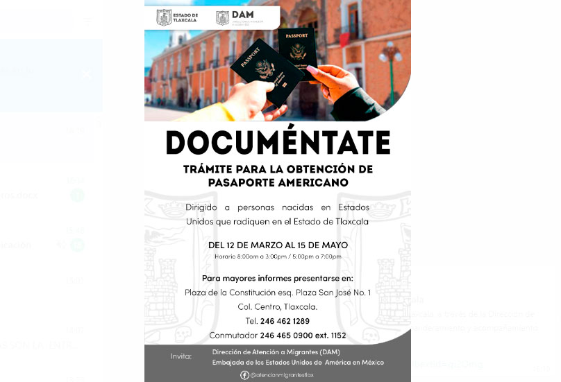 Autoridades de Estados Unidos y Tlaxcala emiten convocatoria “Documéntate”