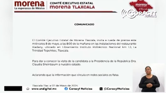 Visitará Claudia Sheinbaum a Tlaxcala 