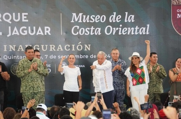 Inauguran AMLO y Sheinbaum el Parque del Jaguar en QRoo