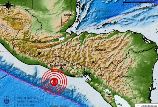 Sismo de magnitud 6.1 sacude a El Salvador y Guatemala