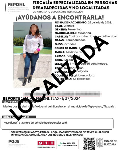 Policía de investigación presenta ante fiscalía a mujer reportada como no localizada: PGJE