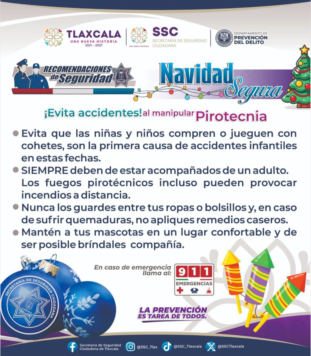Emite SSC recomendaciones en esta temporada decembrina