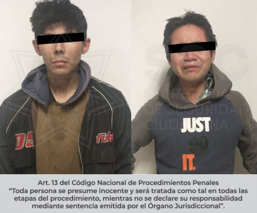 Coordinación permite la detención de dos hombres por robo