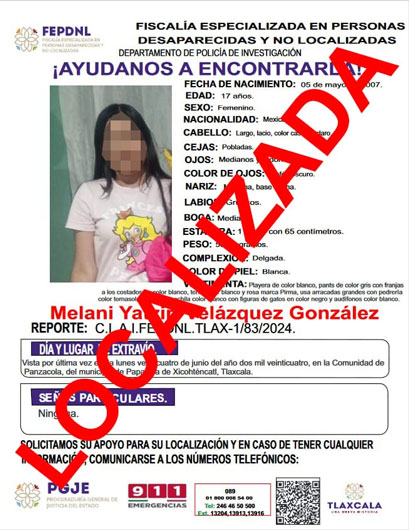 Presentan ante ministerio público a mujer reportada como no localizada: PGJE