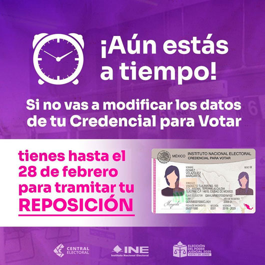 Se agota el tiempo para tramitar reposiciones de credencial para votar; 28 de febrero último día: INE Tlaxcala