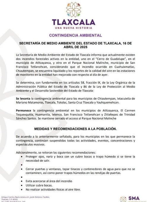 Levanta gobierno estatal Contingencia Ambiental en seis municipios, permanece en seis más