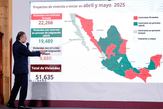 En abril inició la construcción de 22 mil 266 viviendas y para mayo se estarán edificando 51 mil 600: Octavio Romero