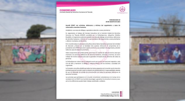 Acordó CEDHT con activistas, defensoras y víctimas dar seguimiento a casos de vulneración a derechos humanos