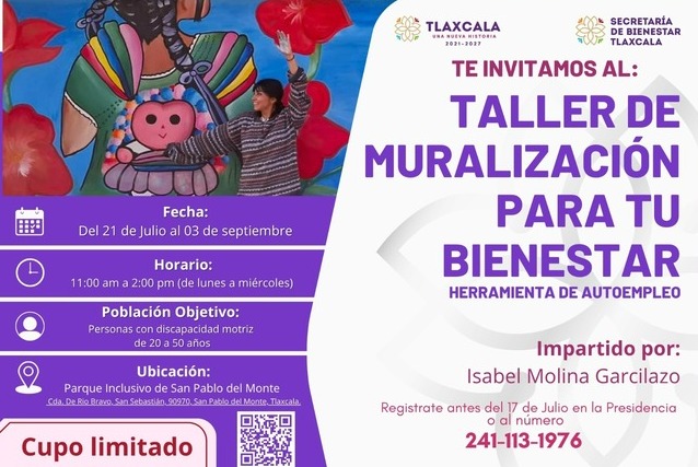 Invita Secretaría de Bienestar a personas con discapacidad motriz al “Taller de Muralización para tu Bienestar”