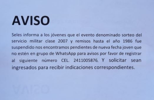 Posponen sorteo del Servicio Militar en Tlaxcala