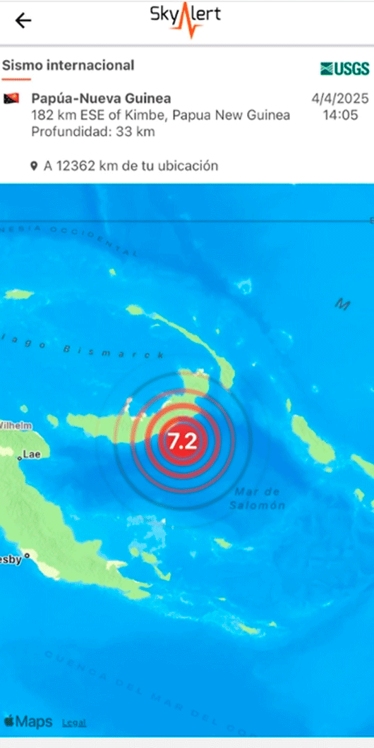 Un terremoto de magnitud 7,1 sacudió la costa de la región de Nueva Bretaña, en Papúa Nueva Guinea, informó el sábado el Centro Sismológico Europeo-Mediterráneo (EMSC).  El movimiento sísmico se produjo a una profundidad de 49 kilómetros, dijo el EMSC, y 