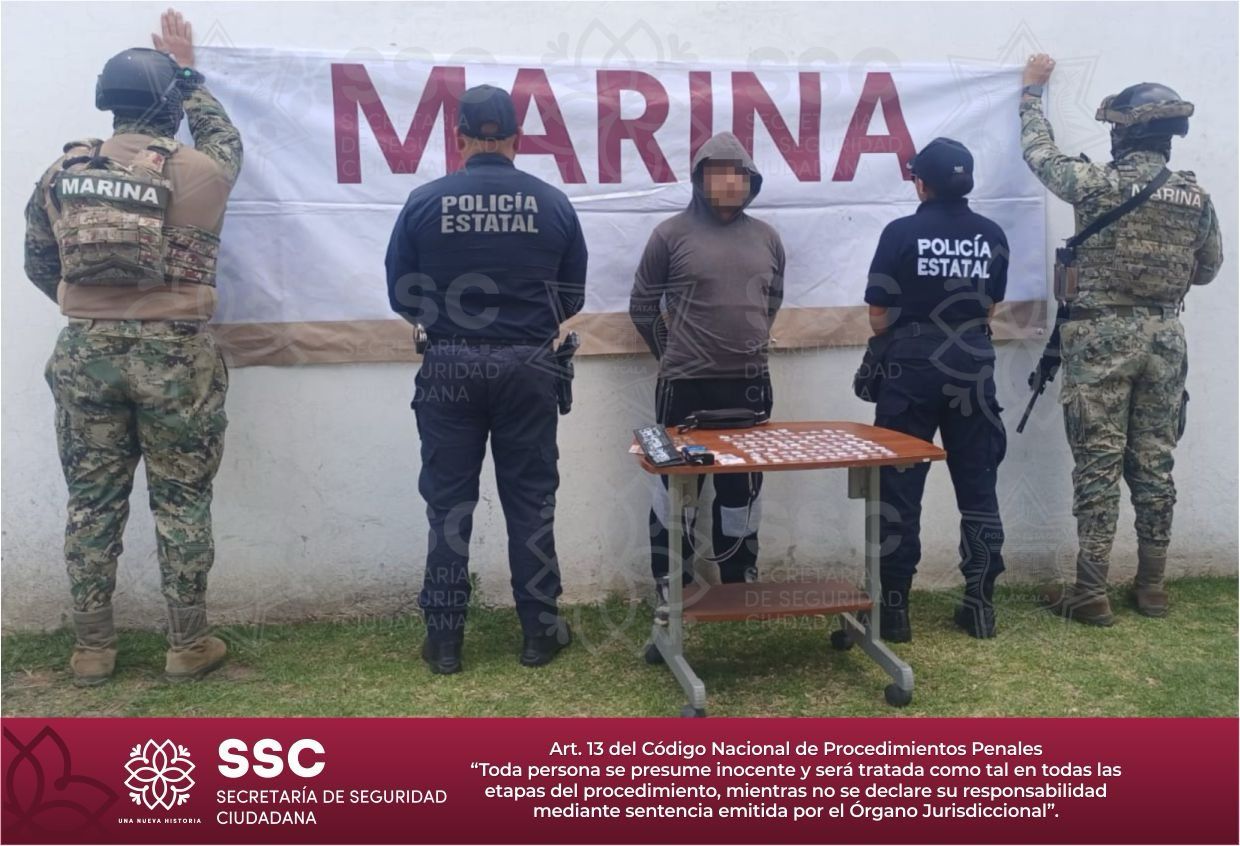Detiene Secretaría de Seguridad Ciudadana y Marina a sujeto por narcomenudeo en San Pablo del Monte