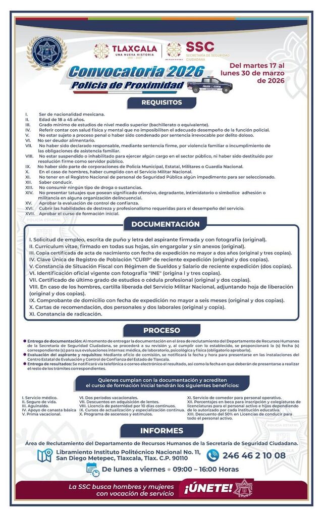 Lanza Secretaría de Seguridad Ciudadana convocatoria 2026 para policía de proximidad